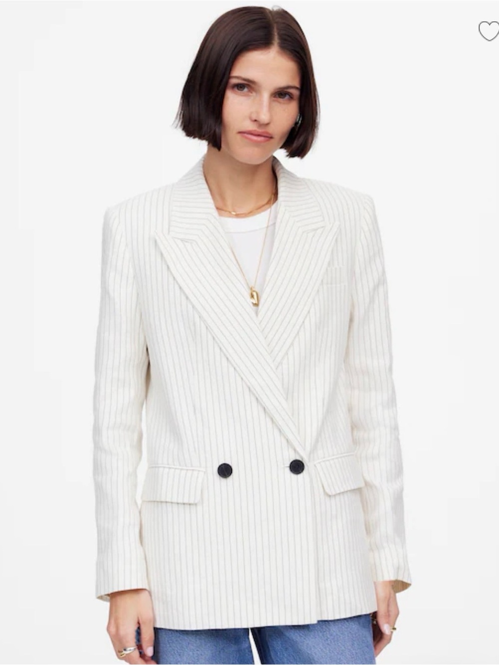 Madewell Relaxed Blazer in Pinstripe linen blend, size 6